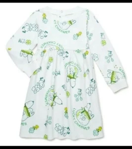 NEW Girl's Licensed St. Pattys Skate Dress by Peanuts size 3T white/green Snoopy - Picture 1 of 6