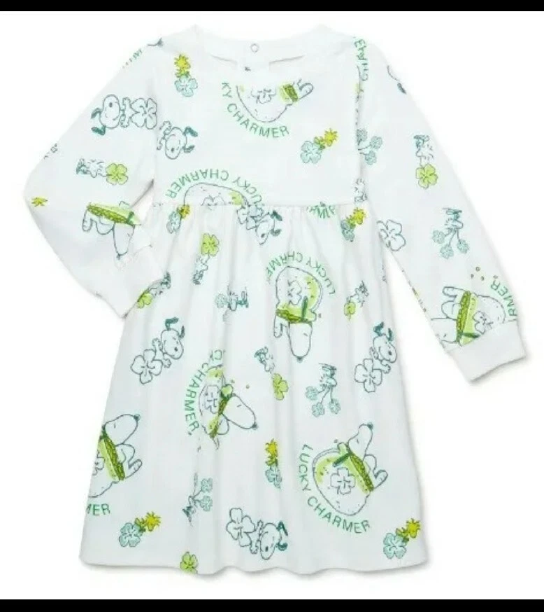 Peanuts Toddler Girls Green/Vanilla Ice Skate Dress Size 2T Snoopy