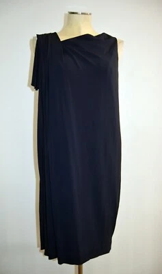 Vestido recto NICOLE MILLER simple clásico azul marino con 1 hombro aleteado talla grande Foto 1 de 4