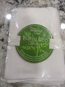 Pampered Chef Weiß Bambus Küche Geschirrtuch 2er Pack Neu in Verpackung Rarität - Bild 1 von 2
