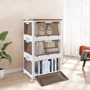 3 Tier Plastic Storage Bins with Lids Stackable Closet Organizer Containers Box - Picture 1 of 21
