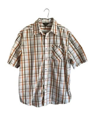 Camisa Cloudveil Botón Cuadros Naranja Marrón Doblado Para Hombre Talla XL Manga Corta Foto 1 de 4