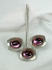 Denmark MCM Pendant Jorgen Jensen Pewter Purple Glass Statement Piece 220D - Picture 1 of 5