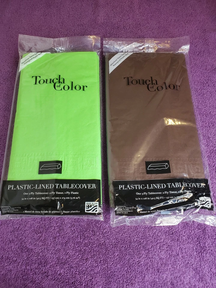 Plastic Party Rectangle Tablecloths | USA Citrus Green & Brown 54" x 108" - Image 1 of 3