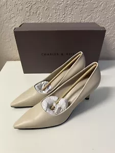 Charles & Keith Metallic Stiletto Heel Pumps Chalk Size 7 - Picture 1 of 9