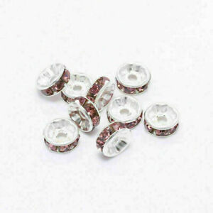 50pcs Rhinestone Rondelles Crystal Loose Spacer Beads for DIY Jewelry Making