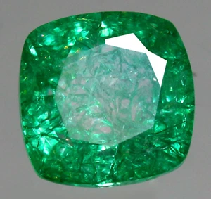 Natural 8.85 Ct Certified MUZO Colombian Emerald Unheated Cushion Gemstone - Picture 1 of 8