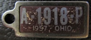 Ohio 1957 MINI License Plate KEYCHAIN TAG DISABLED AMER. VETERAN # A-1918-P - Picture 1 of 1