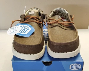 Hey Dude Wally Waxed Canvas Walnut Brown Loafer Shoes Men's Size 13 - Picture 1 of 7