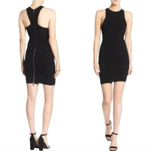 Vestido Rebecca Minkoff Jenn Acanalado Expuesto Cremallera Bodycon Vendaje Negro Talla Pequeña - Imagen 1 de 7
