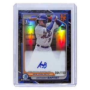 2023 Bowman Chrome Anthony Baptist 1st Blue Lunar Crater Auto SP /150 Mets - Picture 1 of 2