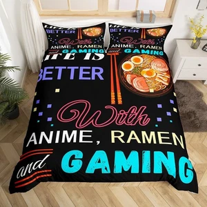 Ramen Bedding Set Twin, Japanese Ramen Duvet Cover for Food Theme Comforter C... - Picture 1 of 6
