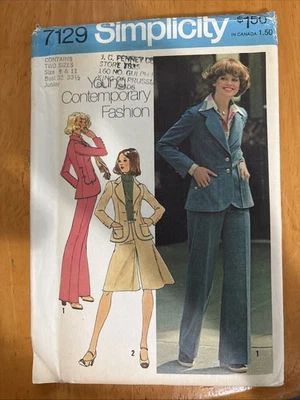 Vintage 1975 Women’s Suit Sewing Pattern Simplicity 7129 Small UNCUT - Image 1 of 2