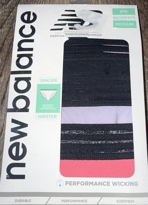 New Balance ~ Ropa interior hipster para mujer Bragas Mezcla de nailon Espaciador de 3 pares ~ M Foto 1 de 3