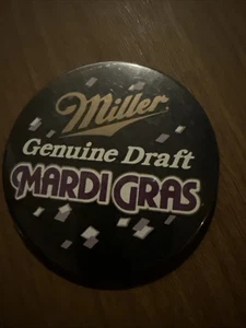 Miller Genuine Beer Mardi Gras Pin Back Button RARE 1990s - Picture 1 of 2