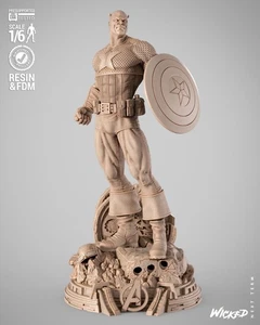 Classic Captain America Sculpture(300mm)/3D Printed/Unassembled/Unpainted/Wicked - Picture 1 of 15