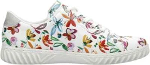 Rieker N0900 Damas Blanco Floral Cuero Encaje/Cierre Cierre Deportivo Entrenadores - Imagen 1 de 5