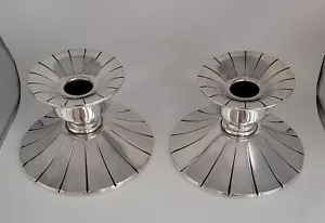 pair of International Sterling Silver Art Deco 3" candlesticks 264 grams - Picture 1 of 7