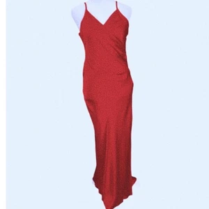 Womens Slip Dress Red Side Slit Dillards Midi V- Front New Medium Party Holiday - Picture 1 of 12