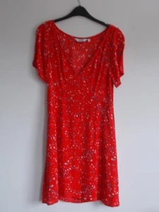 & OTHER STORIES RED FLORAL SHORT DRESS SIZE 12 / EUR 40 V NECK POCKETS - Picture 1 of 7