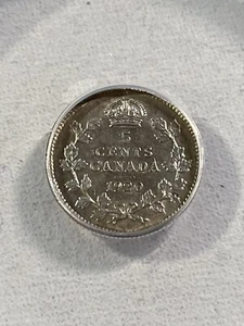 1920 Canada 5 Cents Silver Coin Graded AU 50 by ANACS - Picture 1 of 4