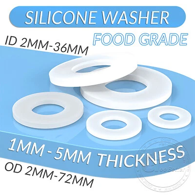 GOOBETTER 10pcs x Silicone Plain Flat Washer O Rings Sealing Gaskets Ring Food Grade
