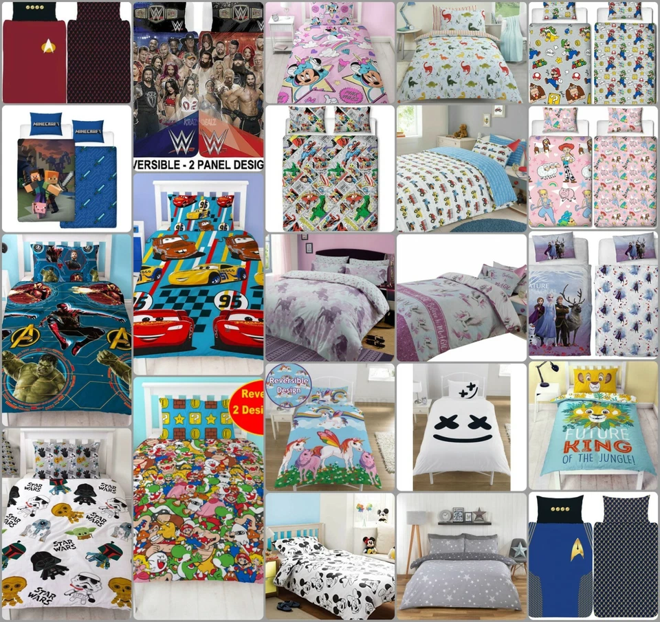 Kids Character Disney Marvel Single Double Duvet Covers Children Bedding Set - Image 1 of 1