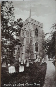 OLD POSTCARD HITCHIN ST.MARY'S CHURCH TOWER - Picture 1 of 2