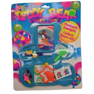 Lisa Frank Teddy Bear Gift Tray Vintage Rare Clown Sticker Erasers Penguin Color - Picture 1 of 9