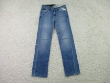 Volcom Jeans Boys 26x28 Youth Blue Denim Enowen Straight Leg Distressed Skater