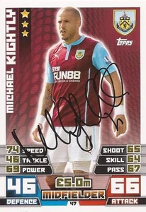 MICHAEL KIGHTLY SIGNED BURNLEY 2014/2015 MATCH ATTAX TRADING CARD+COA - Picture 1 of 1