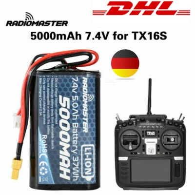 MARKENLOS RadioMaster TX16S TX18S Sender 7,4V 2S 5000mah 37wh Lipo Batterie XT30 Stecker