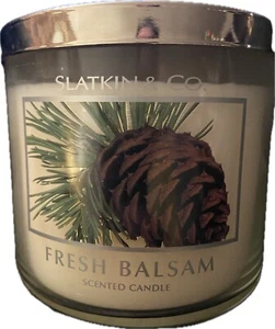 Bath & Body Works Slatkin & Co. FRESH BALSAM Scented 3-Wick Candle 14.5 oz - Picture 1 of 3