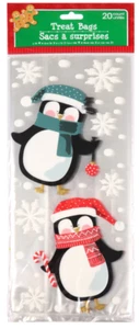 CHRISTMAS CELLO PARTY GIFT BAGS 20 Count TREAT BAGS w/ Ties ~ Penguins - Picture 1 of 1
