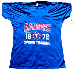 Texas Rangers - T-Shirt Blu - Allenamento Primaverile Baseball - Donna Medium - NUOVO - Foto 1 di 4