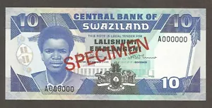 Swasiland 10 Emalangeni N.D. (1986); AU +; P-15s; L-B210as; König, PROBE - Bild 1 von 2