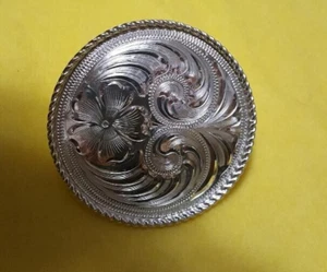 2.5" Round Silver Rope Edge Concho for Breast Collar w/Bucking Horse & Rider-OV - Picture 1 of 2