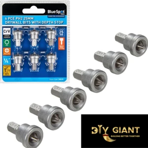 Bluespot 6pc Drywall Dimpler Drill Bit Set PH2 Plasterboard Screw Driver 25mm - Picture 1 of 4