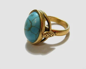 Anillo Antiguo Silpada Edición Limitada Latón y Turquesa Colección KR 6 talla - Imagen 1 de 6