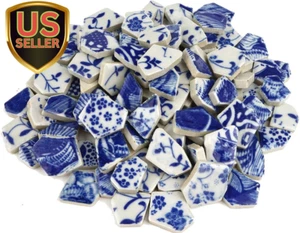 Broken Ceramic China Tiles Assortment Blue and White Porcelain Pieces for Mos... - Picture 1 of 1