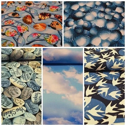 Stoff Patchwork Baumwolle 50x110cm Freizeit Sonnenbrille Himmel Muscheln Möwe St - Bild 1 von 1