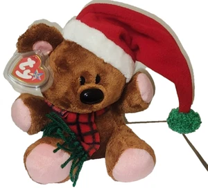 Juguete de peluche Ty POOKY The Bear Beanie Buddy (versión sombrero de Navidad) MWMTs - Imagen 1 de 10