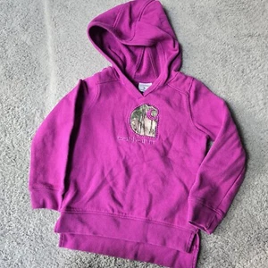 Girls Carhartt Dark Pink Hooded Pocket Sweatshirt with Camo Logo Size 6X - Picture 1 of 7