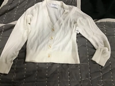 Old navy smalll size 6-7 button down crew sweater short top long sleeve white  Foto 1 de 4
