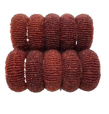 Juego de 10 servilleteros vintage artesanales boho cuentas semillas de vidrio rojo Foto 1 de 3