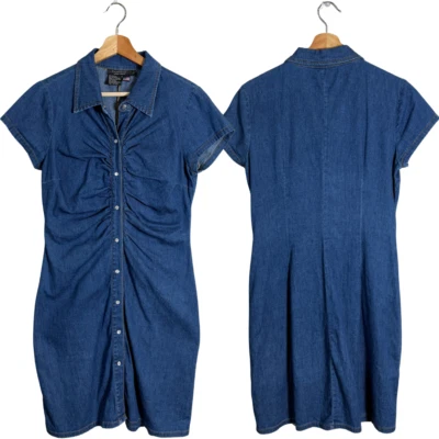 Mini Vestido Vintage Rampage Pearl Snap Denim Junior Talla 7 Azul Y2K Cambray Foto 1 de 4