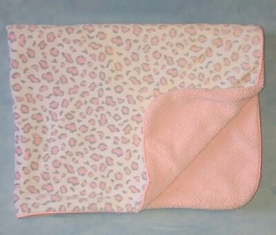 Just Born Leopard Cheetah Animal Print Baby Blanket Tan Pink Sherpa - Image 1 of 3
