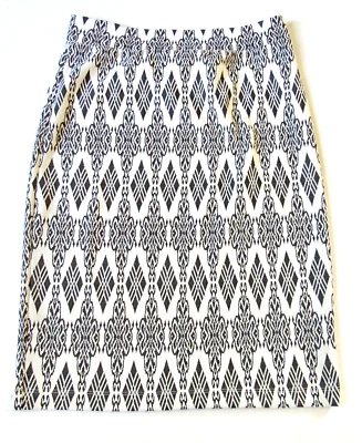New Renee C Ivory Cream & Black Diamond Print Pencil Skirt L Large - Image 1 of 4
