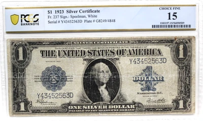 1923  1$  SILVER CERTIFICATE Fr#237 PCGS 15 FINE PRICED FOR QUICK SALE - Image 1 of 4
