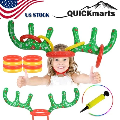 2 Juegos Inflables Cuerno de Reno Anillo Lanzamiento Juego Niños Fiesta de Navidad Juguetes Regalos Foto 1 de 4